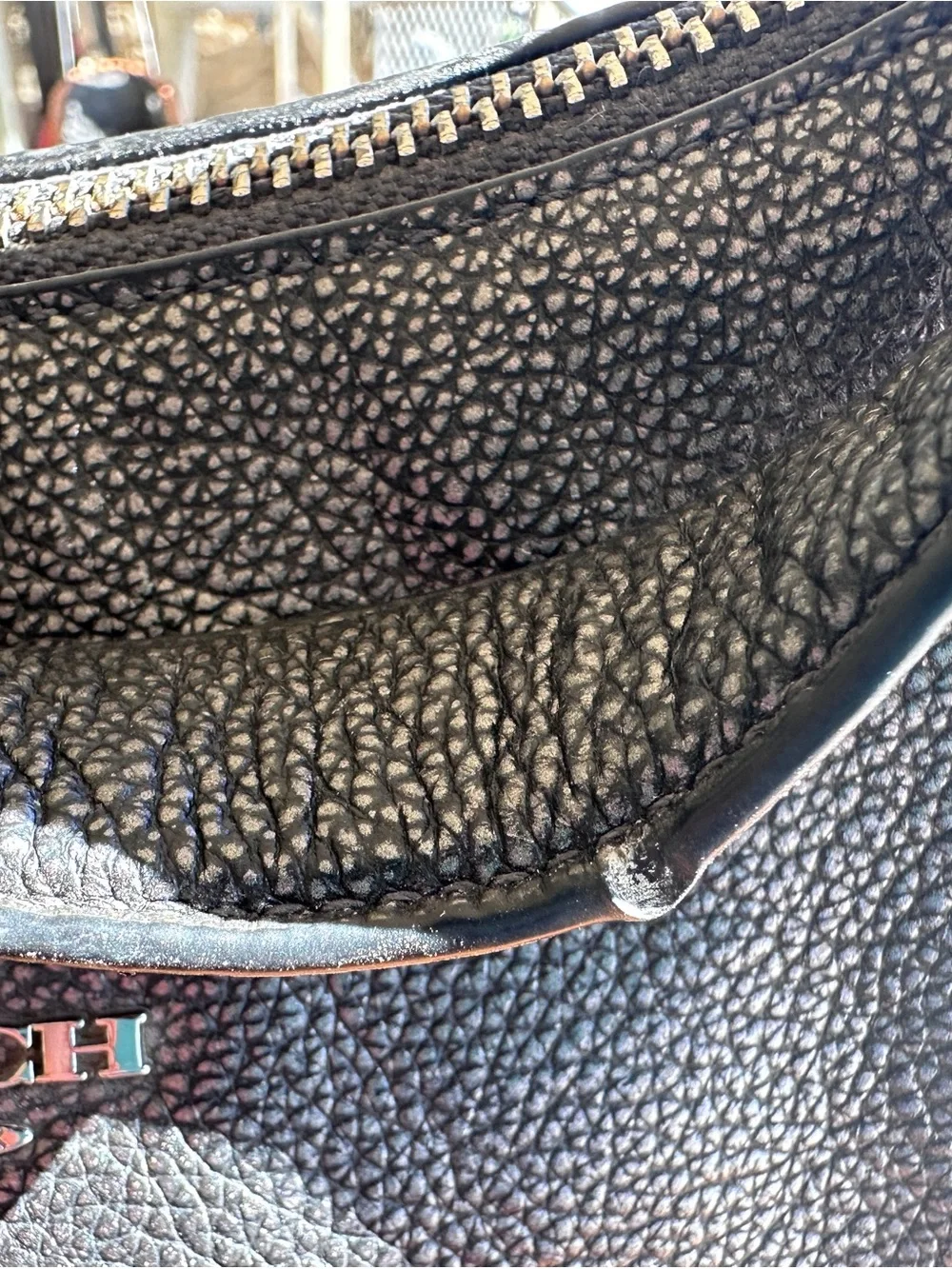 Coach Black Pebbled Leather Shoulder Bag with Silver Hardware